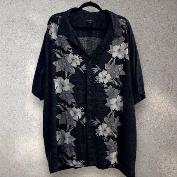 George Black Hawaiian Floral Casual Button Down Shirt - Picture 1 of 2
